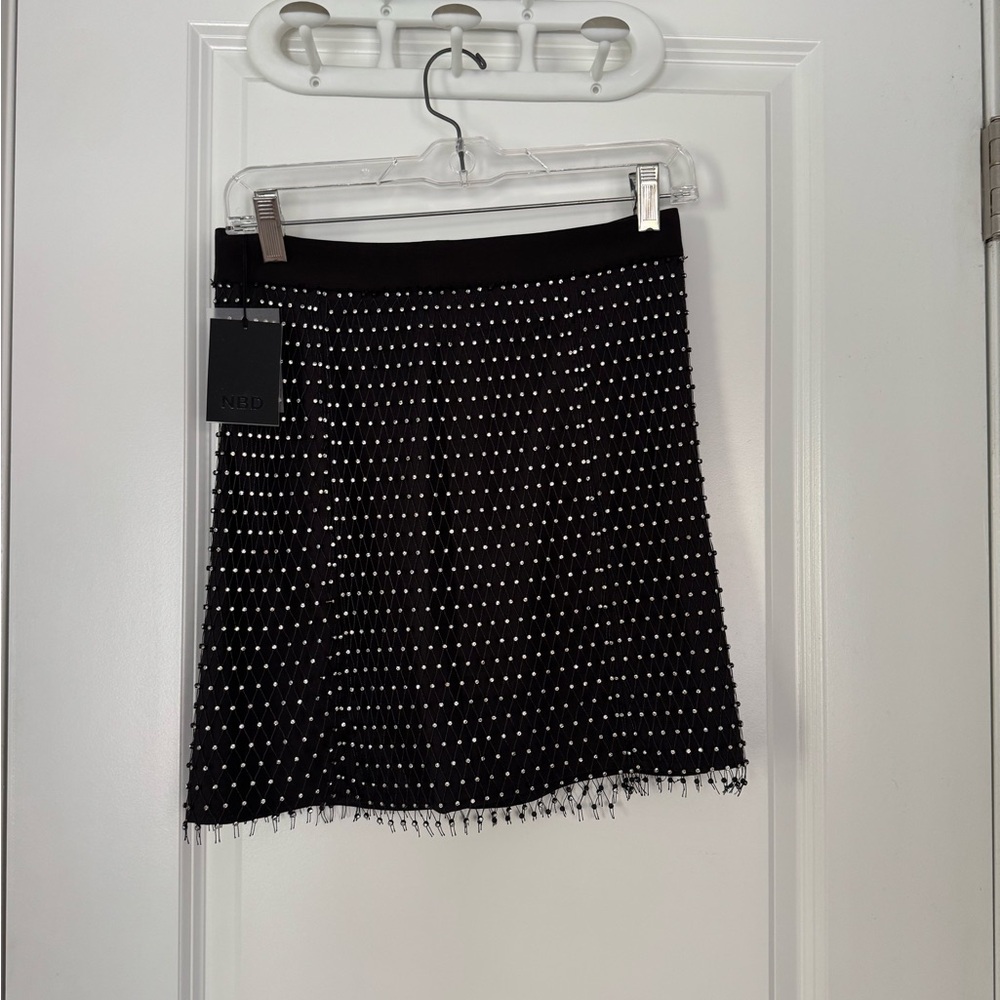 NWT NBD Black Skirt with White Accents